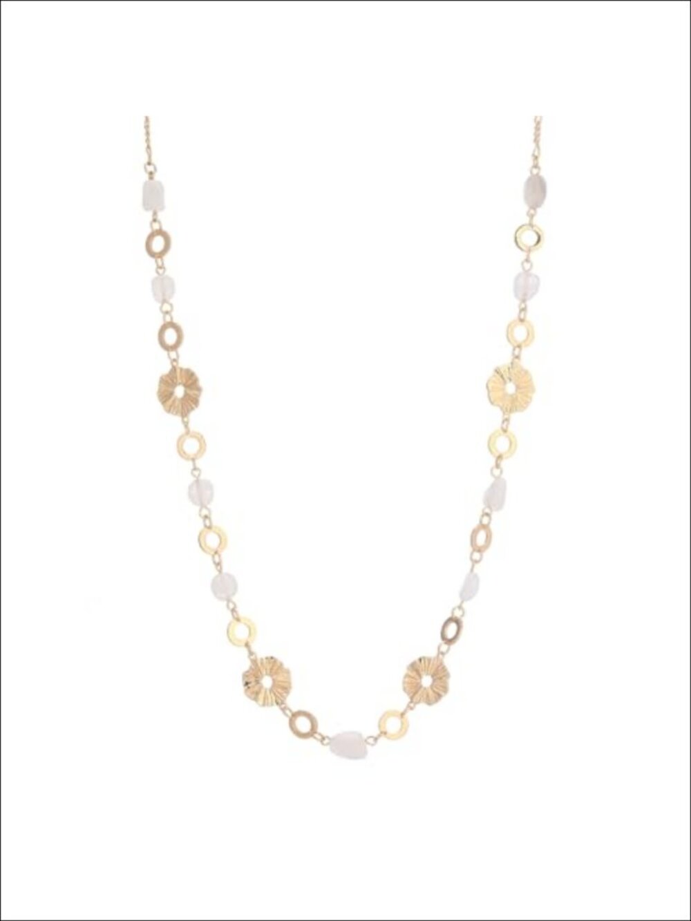Gold Plated Natural Stone Beaded Long Necklace Boho